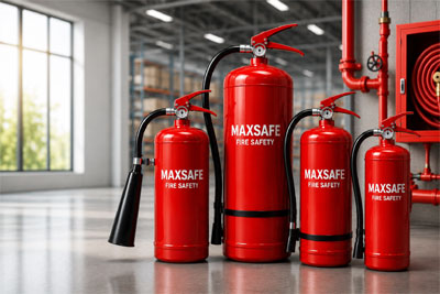 Fire safety engineer inspecting equipment