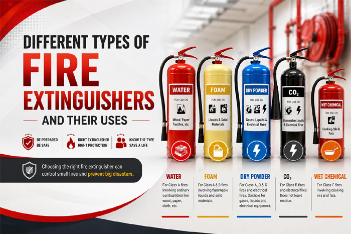 Different Types of Fire Extinguishers and Their Uses